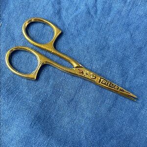Vintage Toledo Enameled Gold Tone Sewing Scissors 3.5”